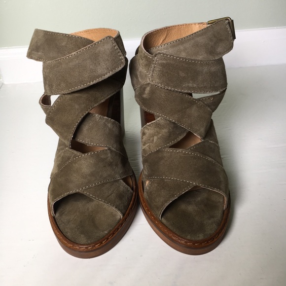 Firth Suede Ankle Strap Stacked Heels - Picture 5 of 7